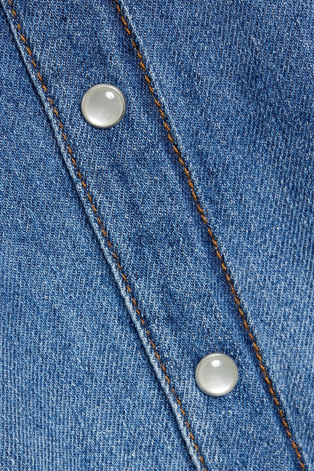 CHLOÉ Cotton and linen-blend denim blouse