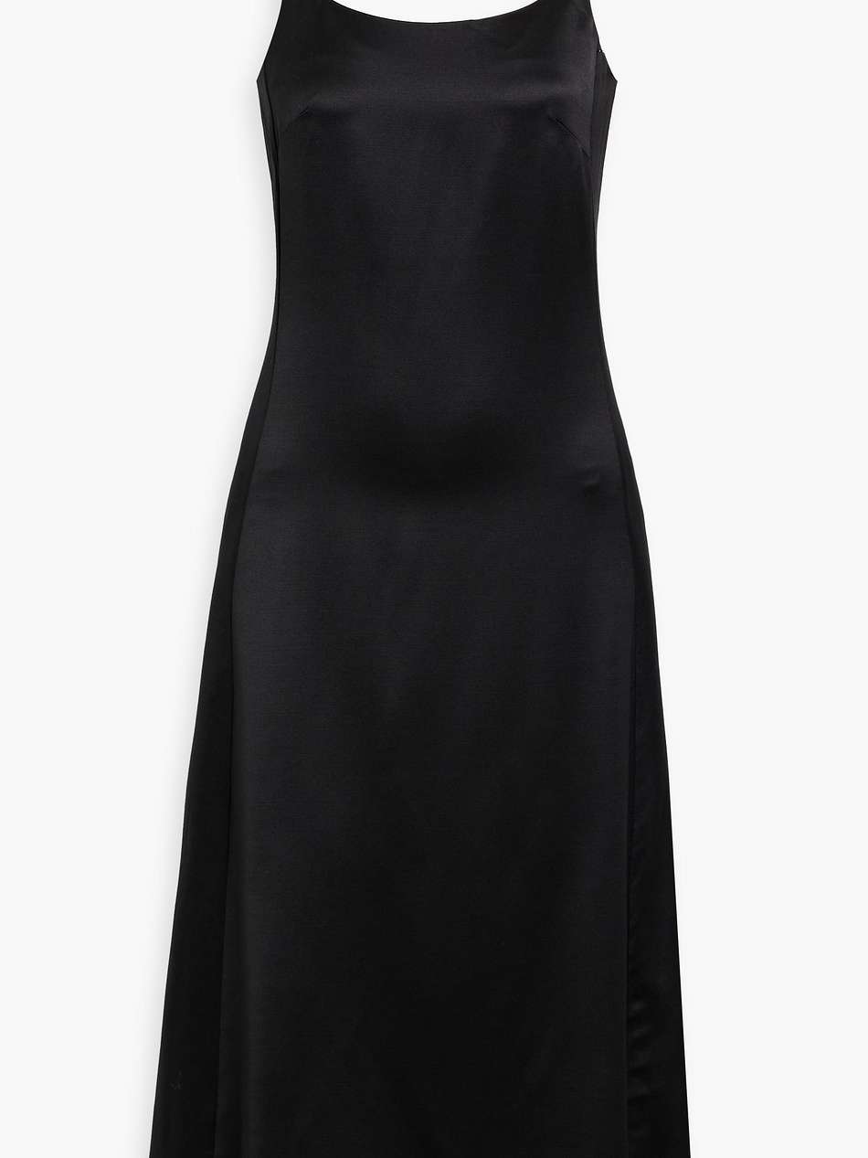 bow-detailed wool and silk-blend satin midi dress