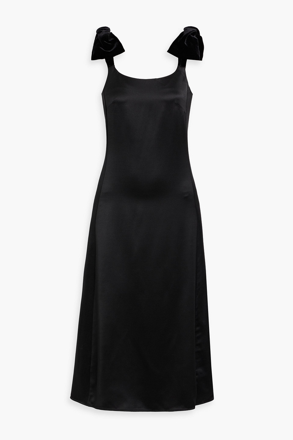 Chloé Bow-detailed wool and silk-blend satin midi dress
