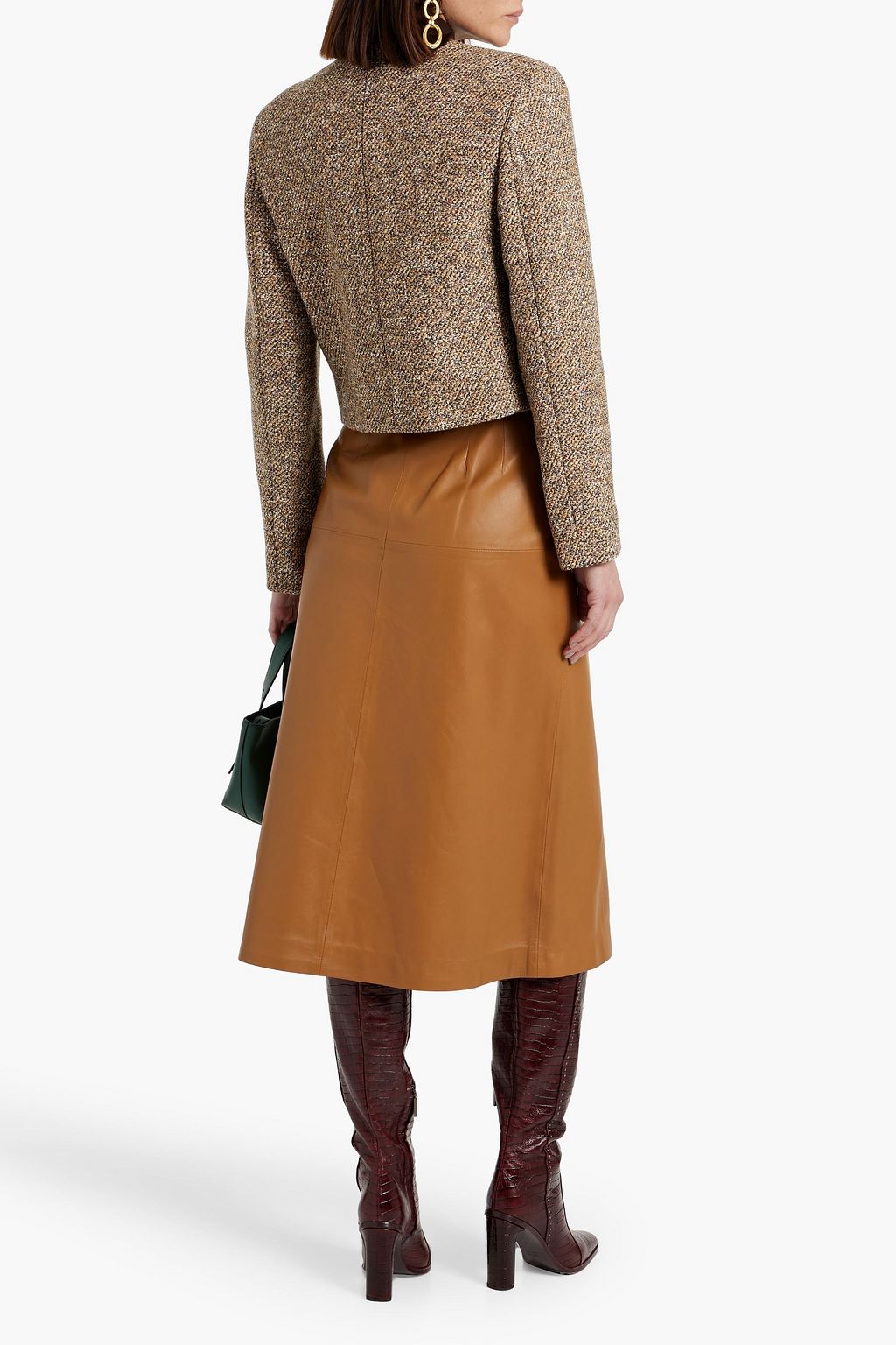 CHLOÉ Embellished cropped wool-blend tweed jacket