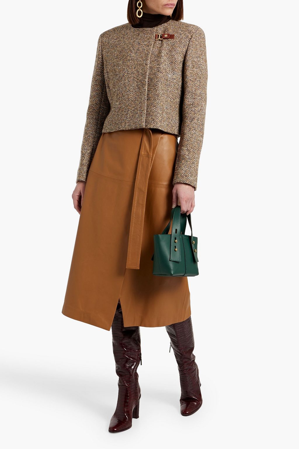 CHLOÉ Embellished cropped wool-blend tweed jacket