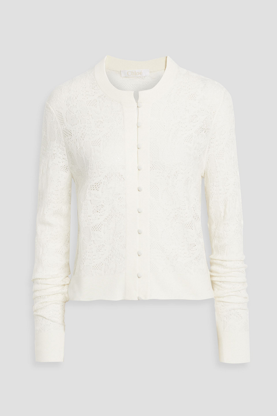 Chloé Crocheted Wool And Silk-blend Cardigan In Neutral