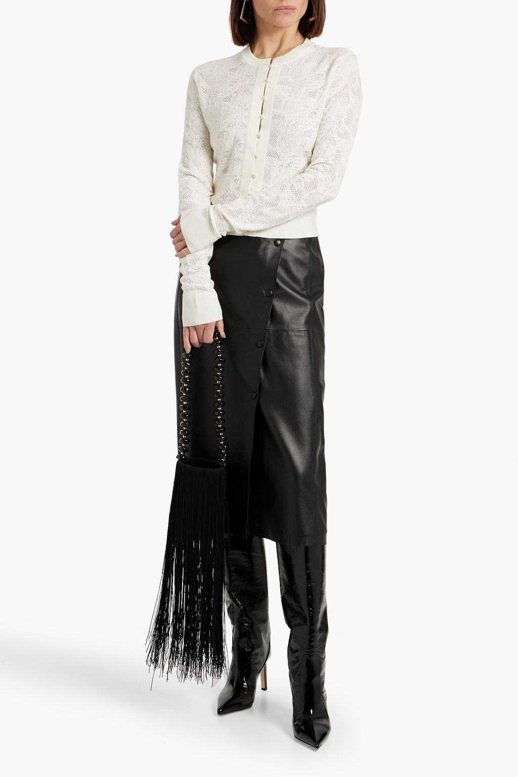 CHLOÉ Crocheted wool and silk-blend cardigan