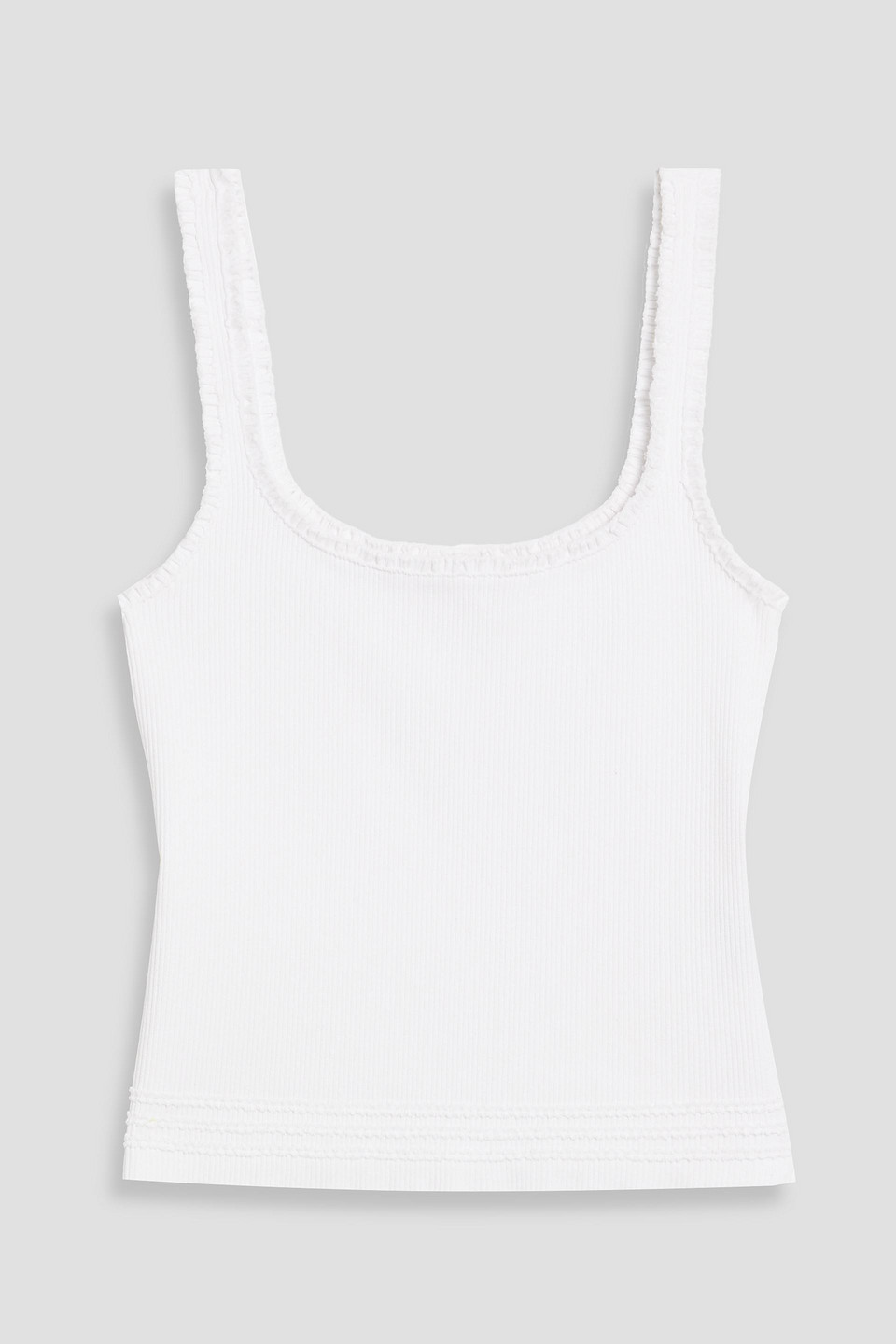 Chloé Ruffled ribbed stretch-cotton jersey tank