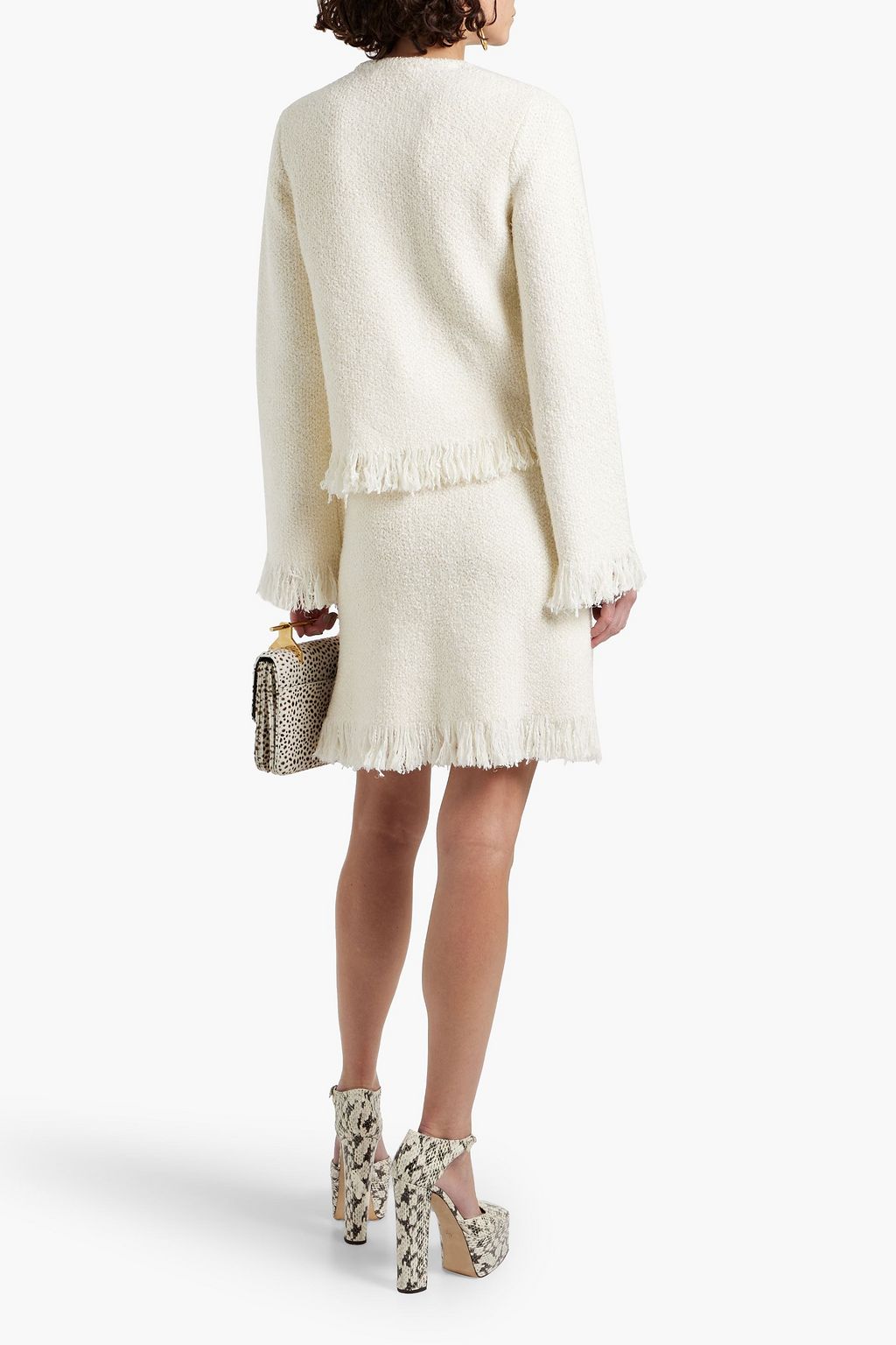 CHLOÉ Frayed wool-blend bouclé-tweed jacket