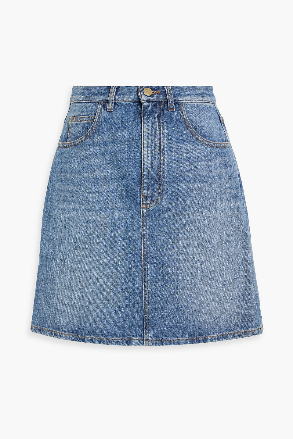 Chloé Cotton and hemp-blend denim mini skirt