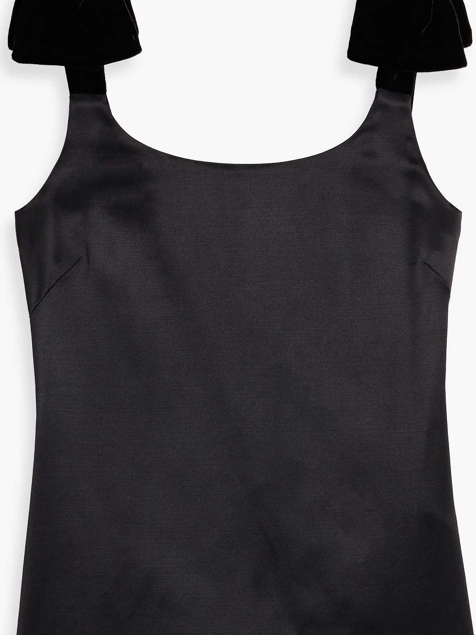 bow-detailed wool and silk-blend satin top