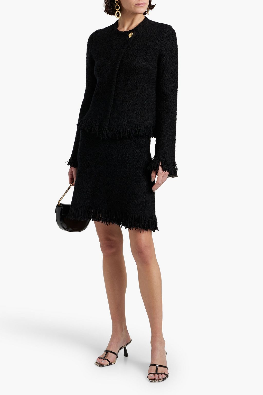 CHLOÉ Frayed wool-blend bouclé-tweed jacket