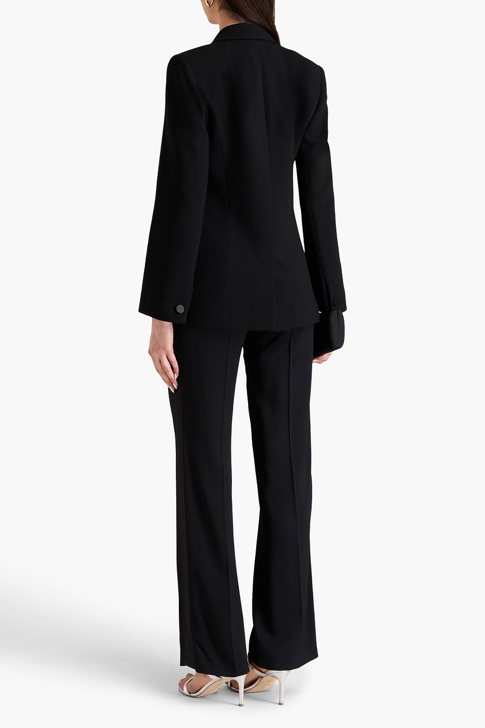 CHLOÉ EMBELLISHED SATIN-TRIMMED WOOL-CREPE BLAZER