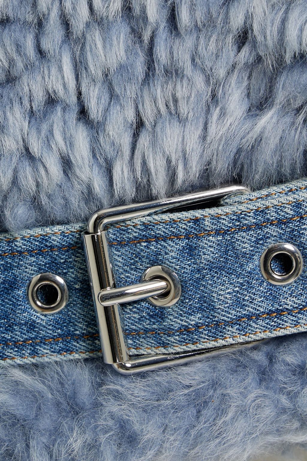 CHLOÉ Oversized denim-paneled shearling jacket