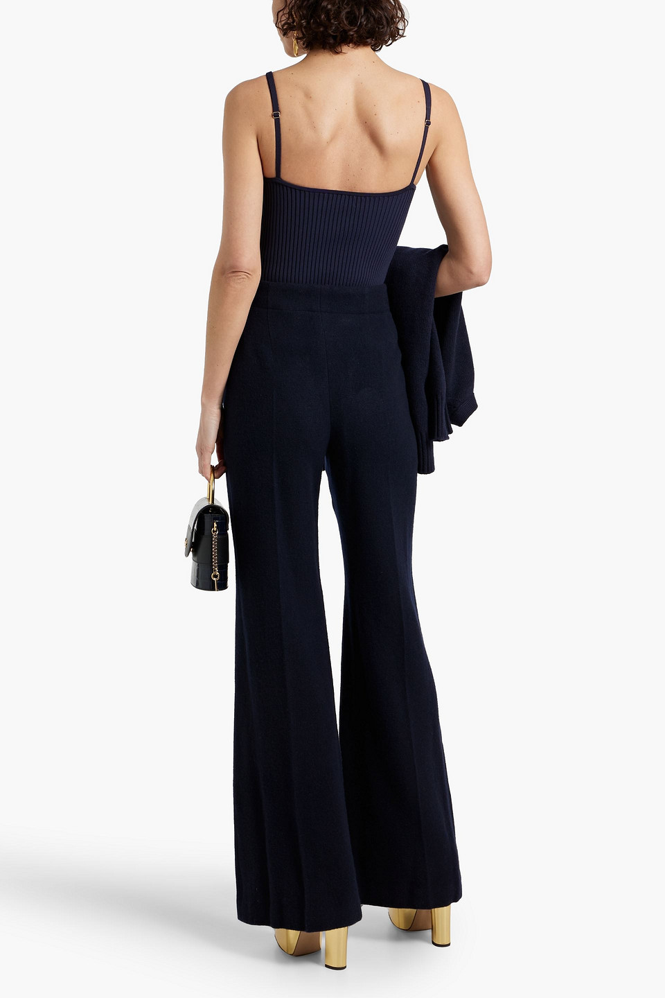 Chloé Wool And Cashmere-blend Straight-leg Pants In Navy