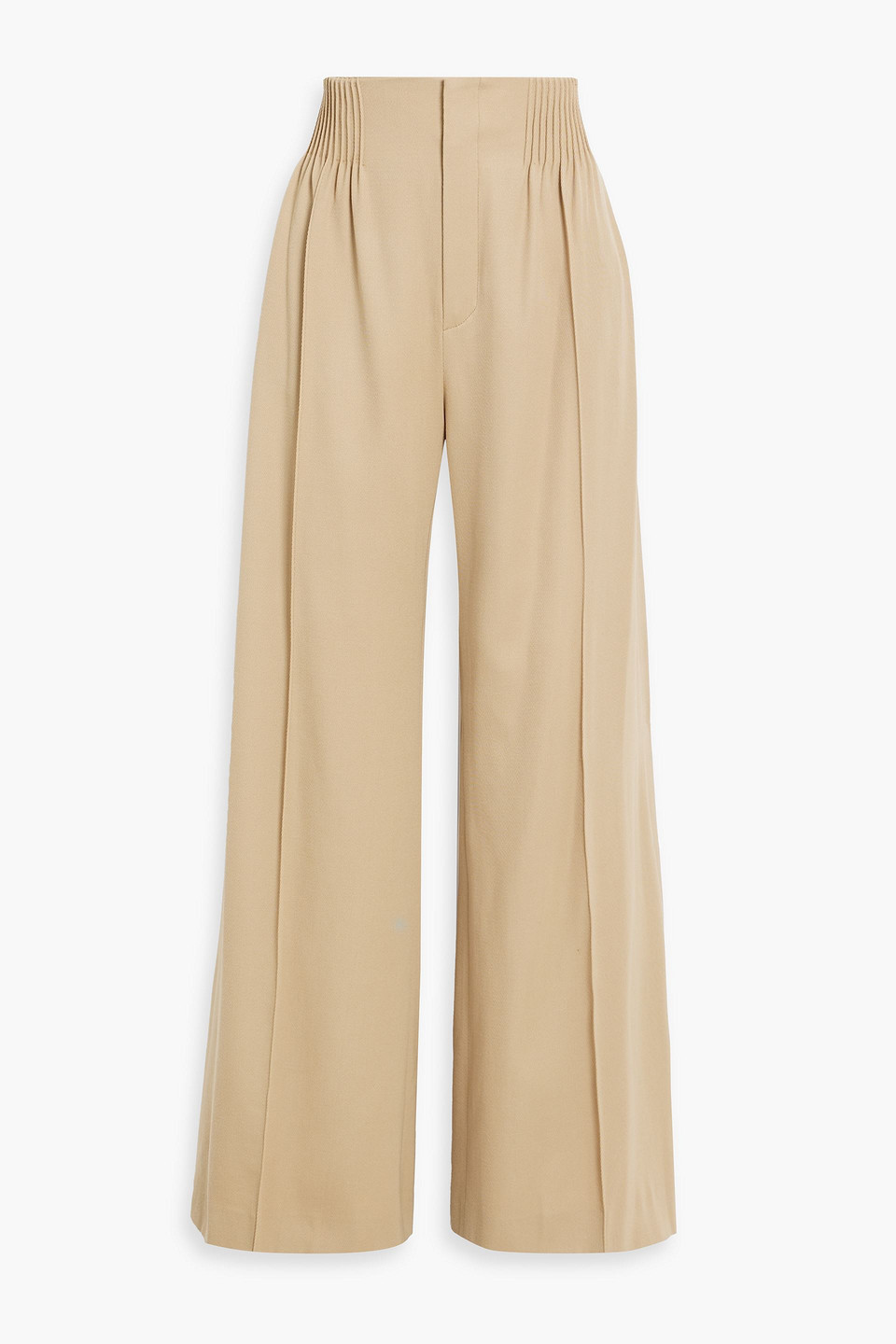 Chloé Pleated Wool-gabardine Wide-leg Pants In Sand