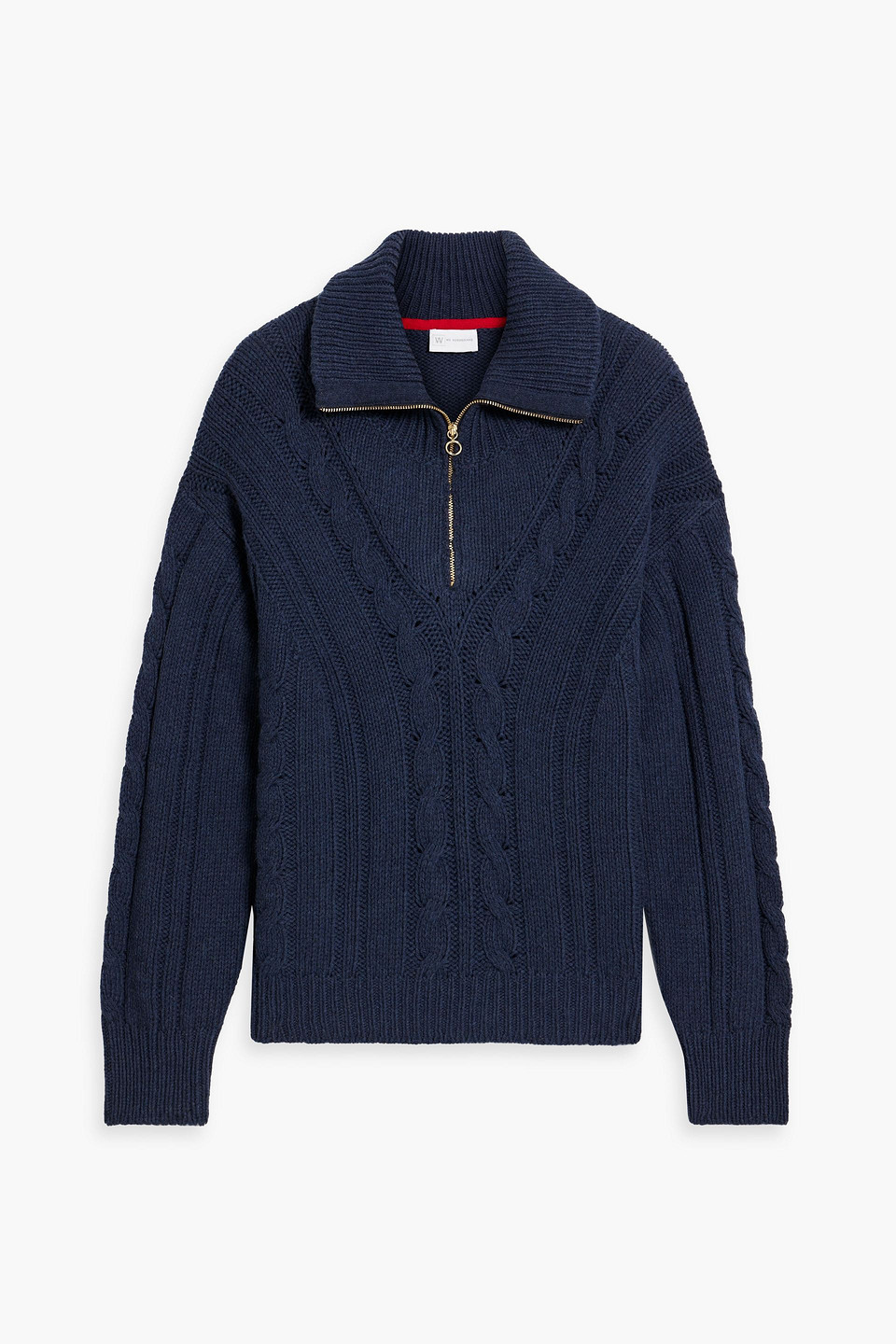 We Norwegians Highland Cable-knit Merino Wool And Cashmere-blend Half-zip Sweater In Navy