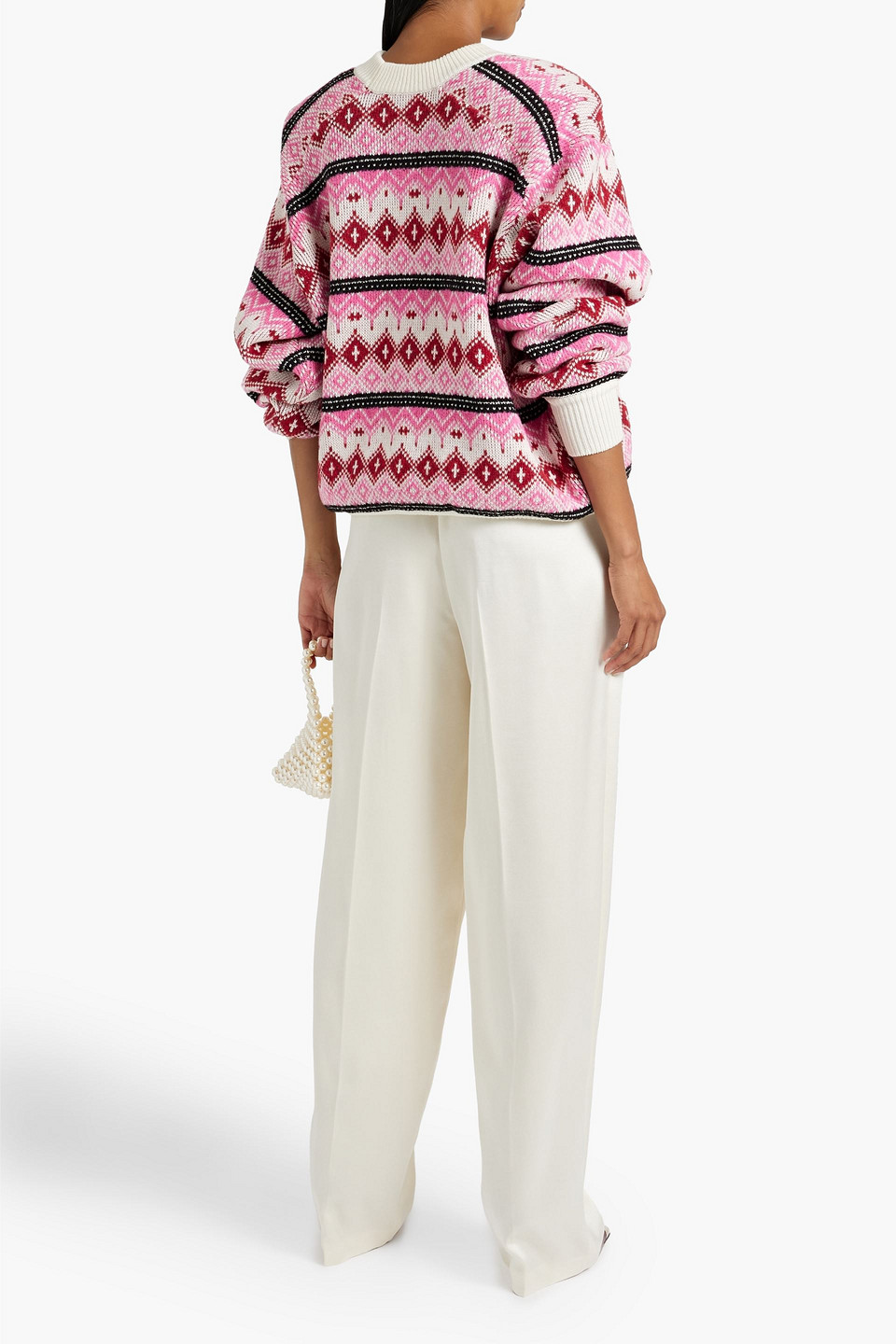 Shop Magda Butrym Jacquard-knit Wool-blend Sweater In Pink