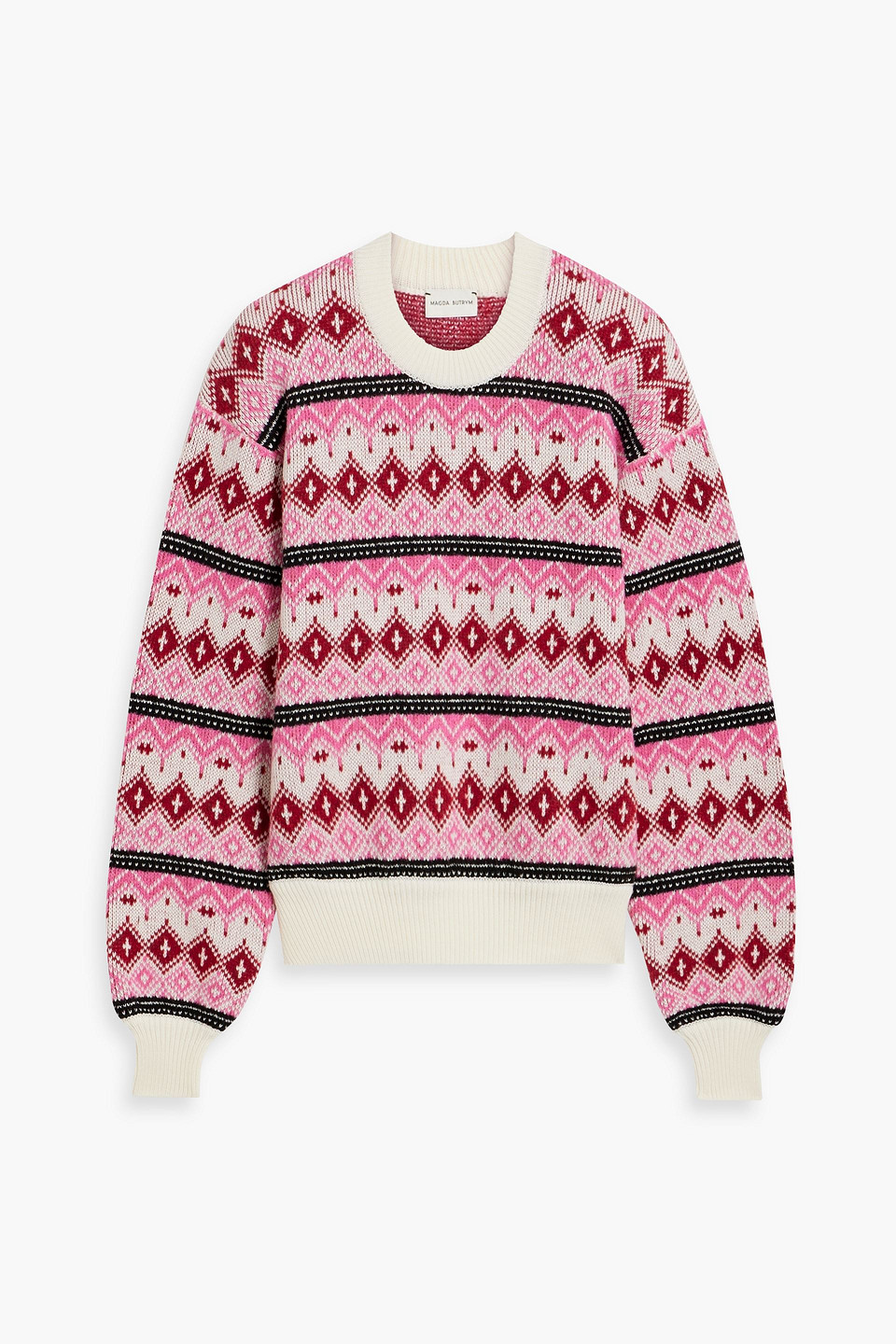 Magda Butrym Fair Isle Jacquard Knit Sweater In Pink