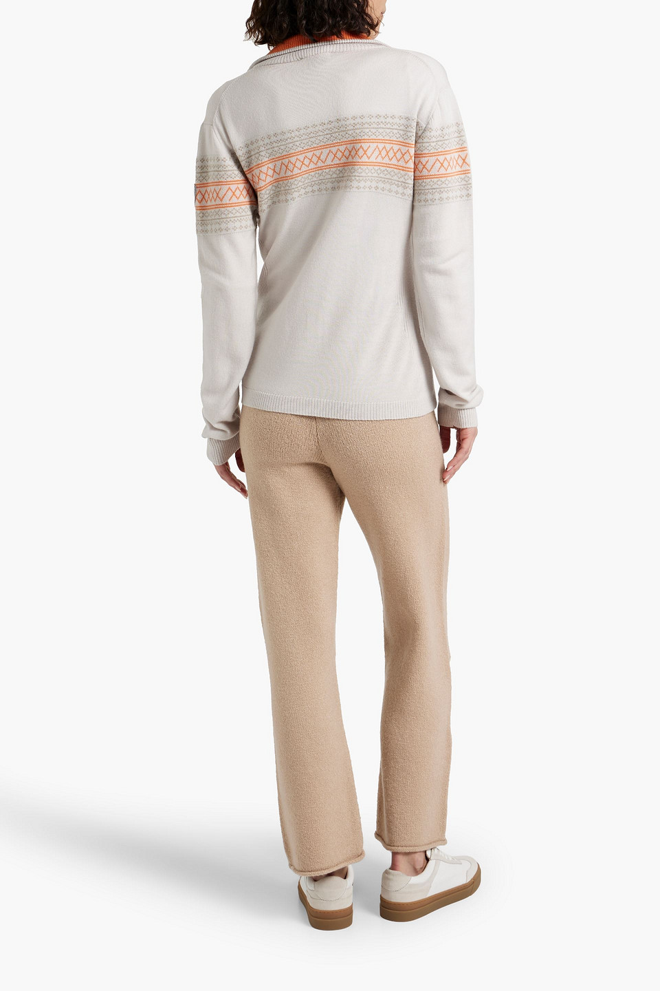 Shop We Norwegians Wool-jacquard Half-zip Sweater In Stone