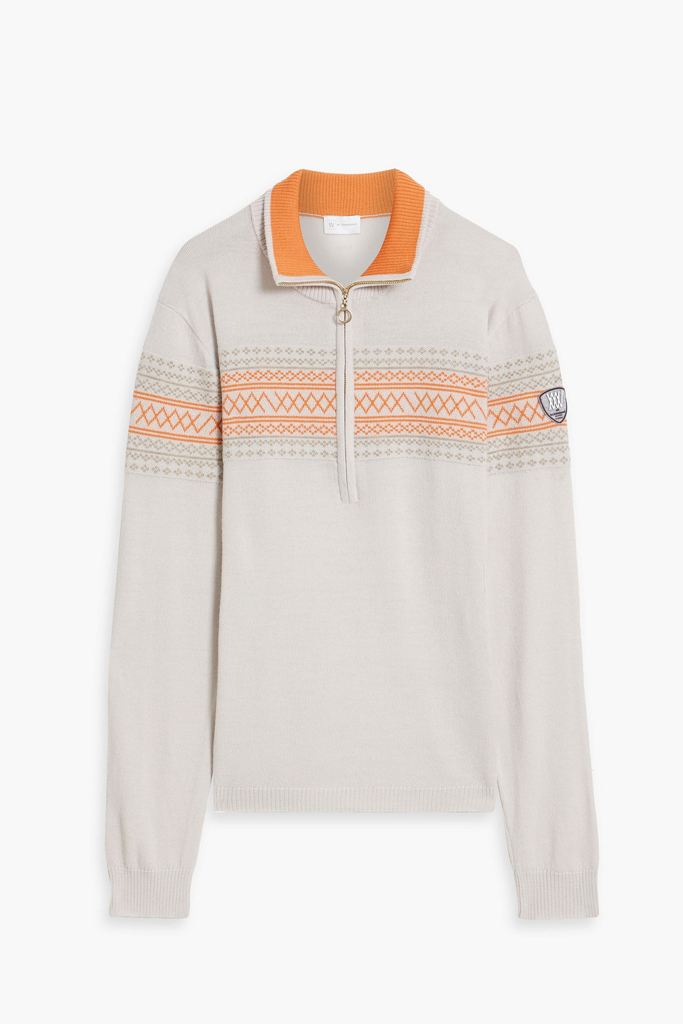 We Norwegians Wool-jacquard Half-zip Jumper In Stone