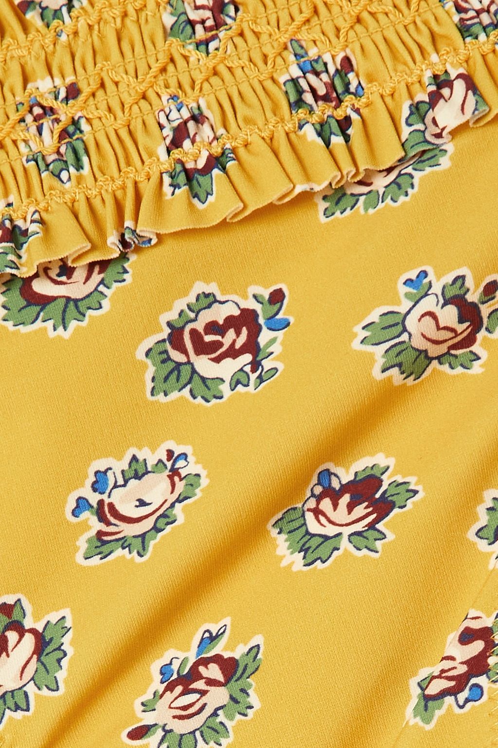 TORY BURCH سروال بيكيني 'كوستا' بخصر متوسط الارتفاع بتأثير مزموم مزين بطبعة الأزهار