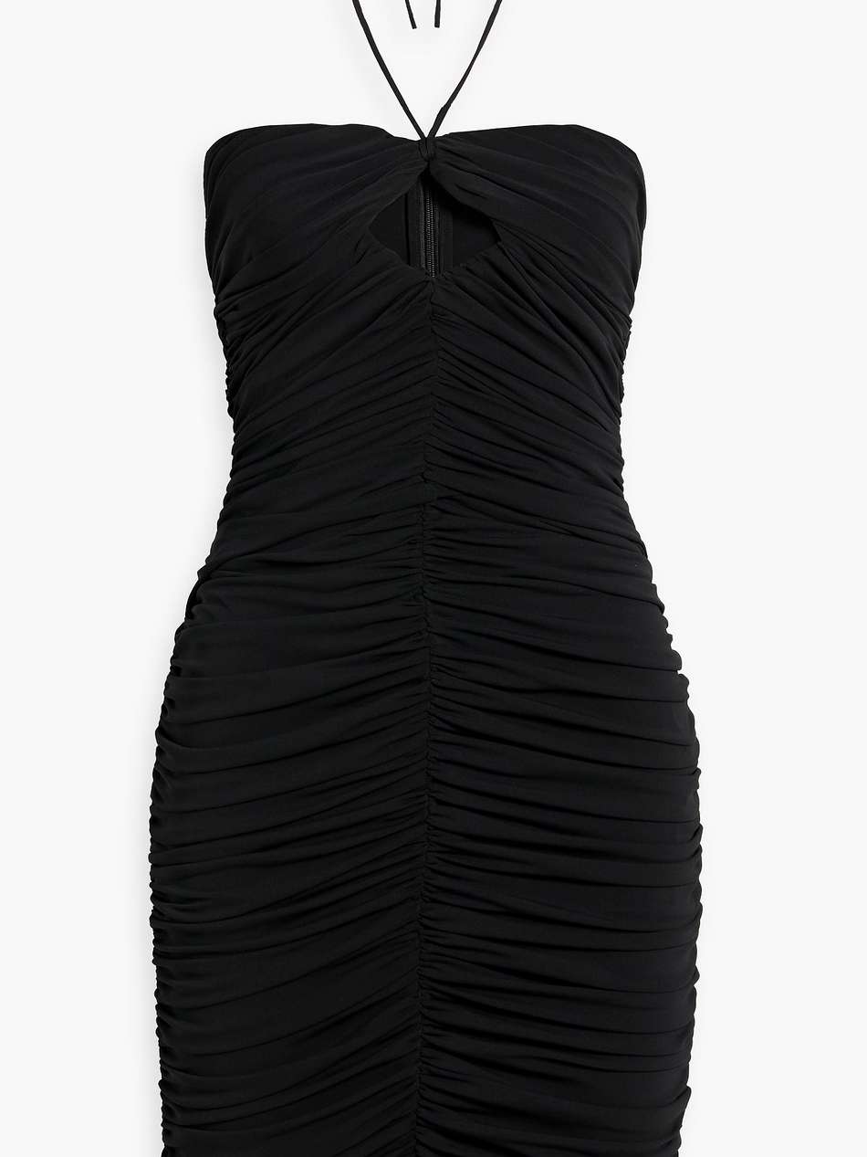 ruched cutout stretch-jersey halterneck mini dress
