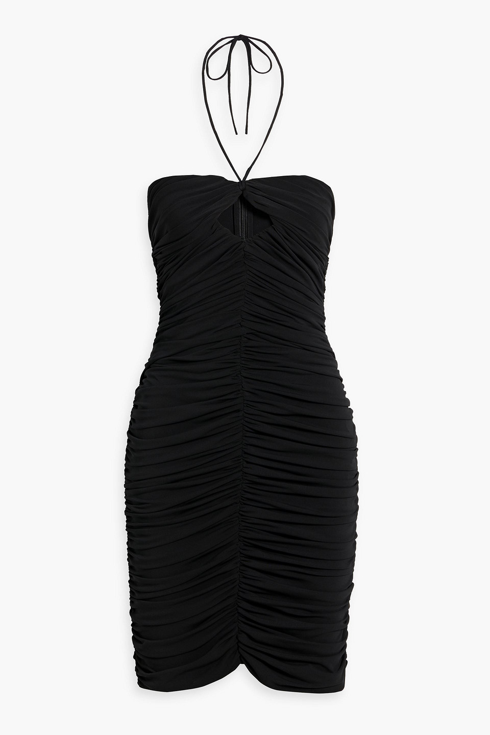 Magda Butrym Ruched Cutout Stretch-jersey Halterneck Mini Dress In Black