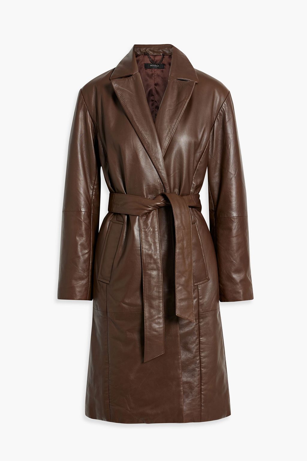 MUUBAA Belted padded leather coat | THE OUTNET