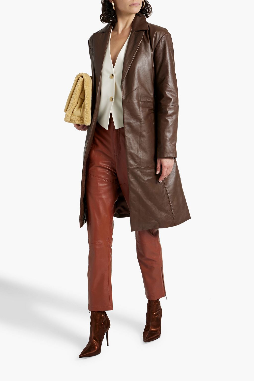 MUUBAA Belted padded leather coat