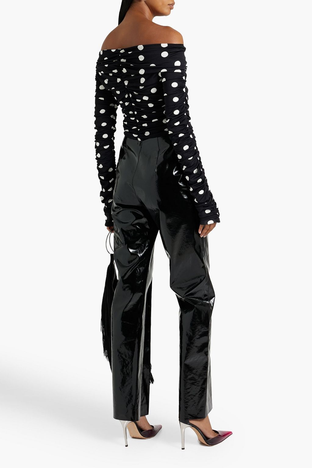 MAGDA BUTRYM Off-the-shoulder cutout polka-dot stretch-jersey top