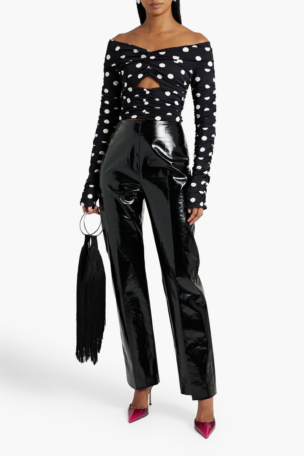 MAGDA BUTRYM Off-the-shoulder cutout polka-dot stretch-jersey top