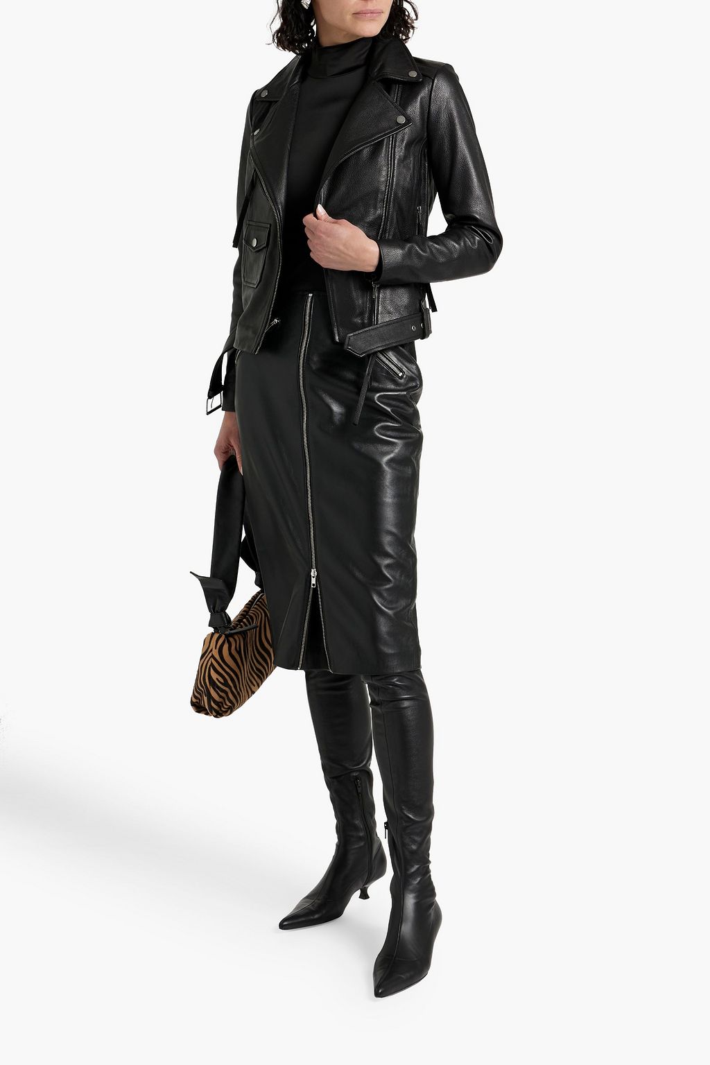 MUUBAA Tasseled belted leather biker jacket