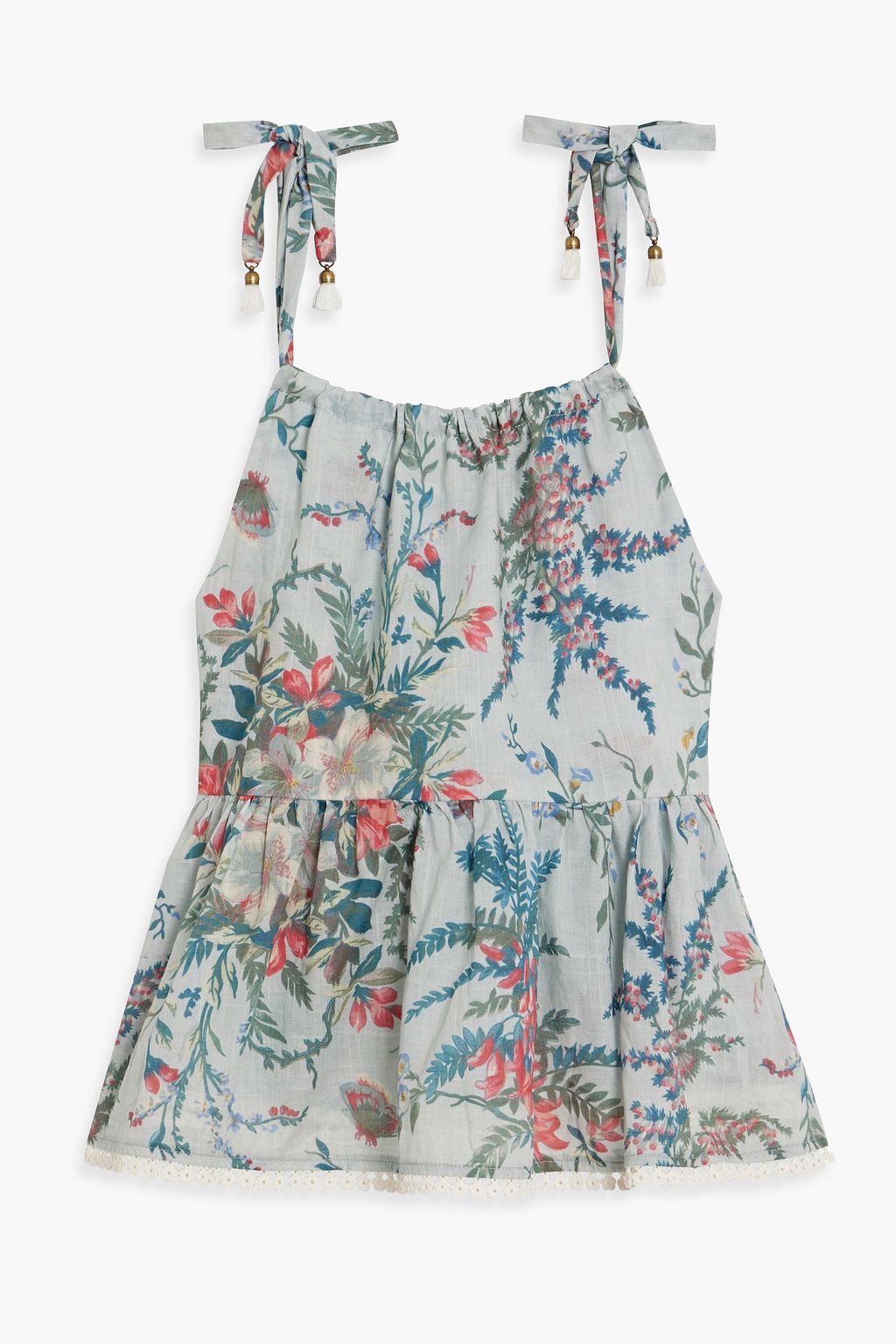 ZIMMERMANN Kids Bayou lattice-trimmed floral-print cotton-voile top