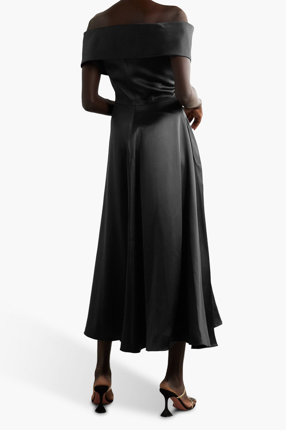  Brandon Maxwell - Schulterfreies Midikleid Aus Seidensatin - Schwarz - Us 2 