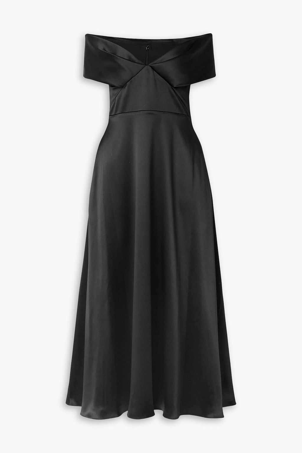 Off-the-shoulder silk-satin midi dress