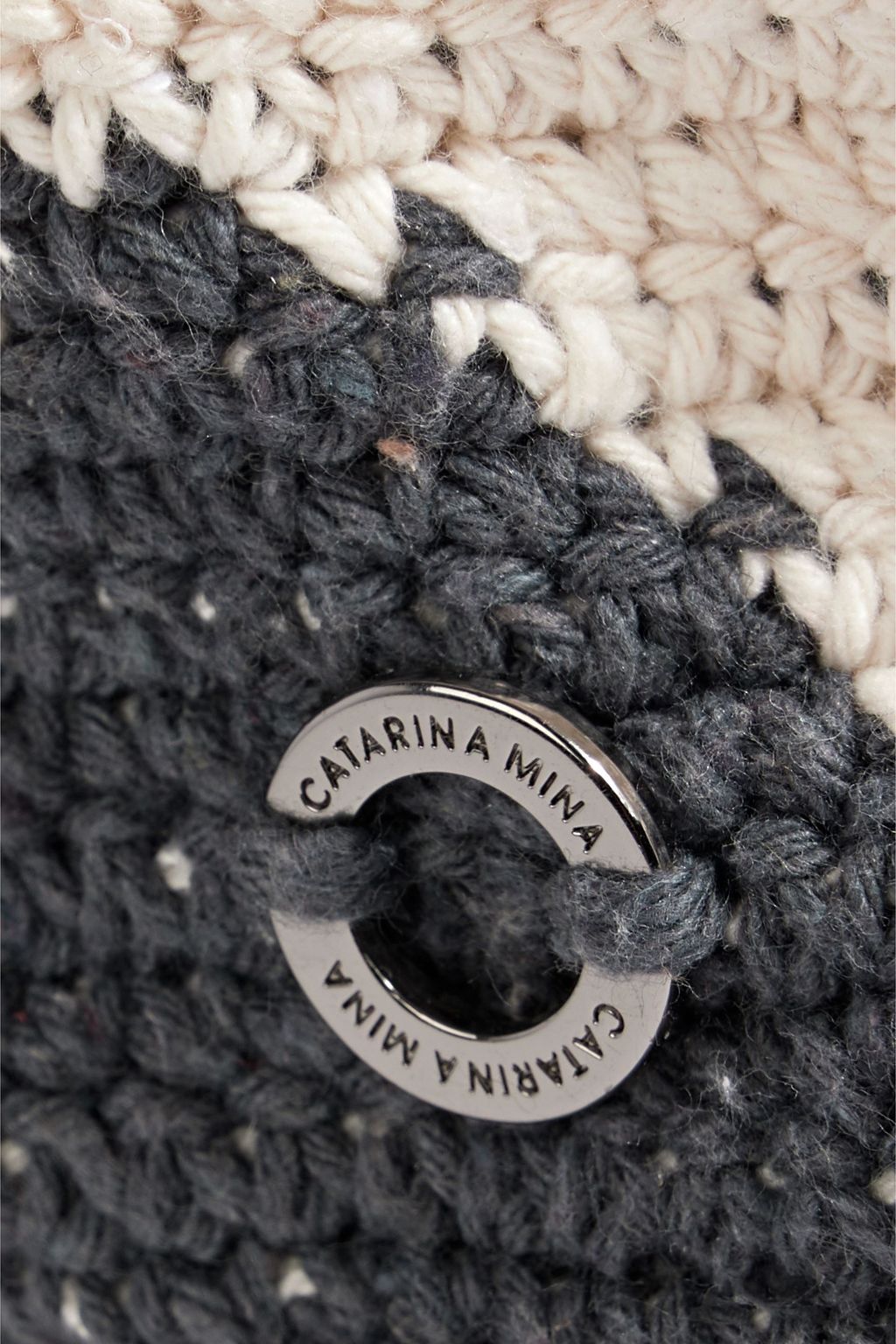 CATARINA MINA Chess checked crocheted cotton tote