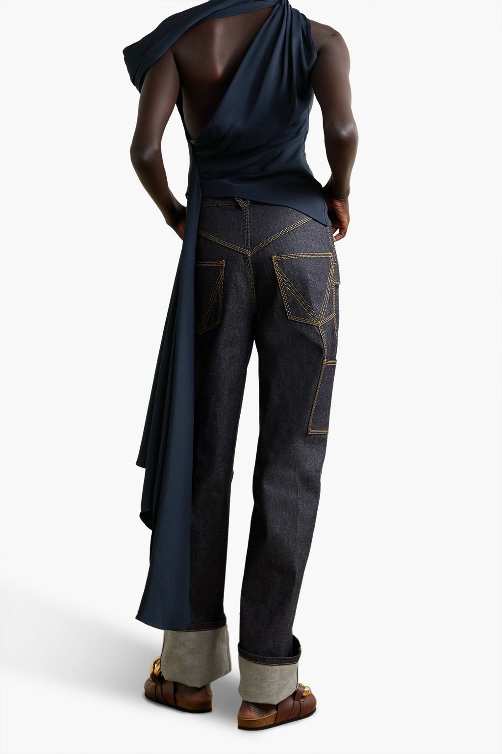 MONSE One-shoulder draped crepe top