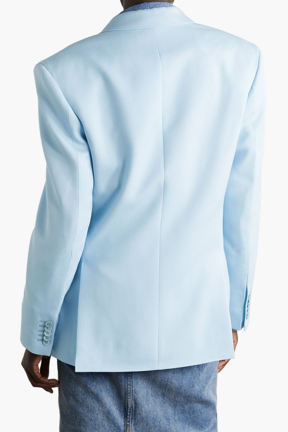 Wardrobe.nyc Wool Double Breasted Blazer With Peak Lapel In Light Blue