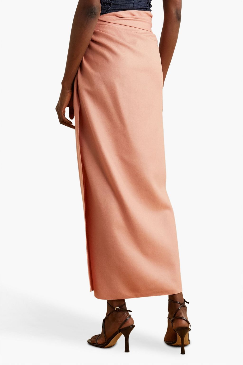 BRANDON MAXWELL تنورة طويلة من مزيج حرير وصوف بأسلوب ملتف