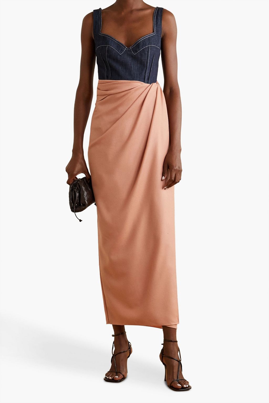 BRANDON MAXWELL تنورة طويلة من مزيج حرير وصوف بأسلوب ملتف
