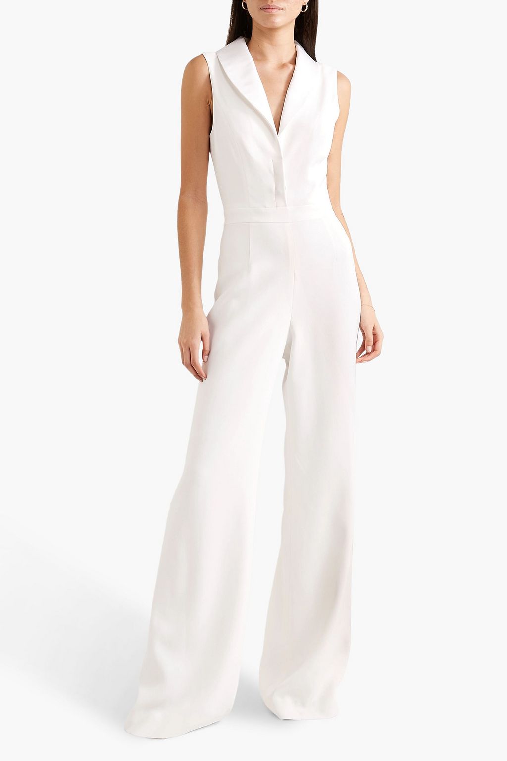 BRANDON MAXWELL Faille-trimmed silk crepe de chine jumpsuit