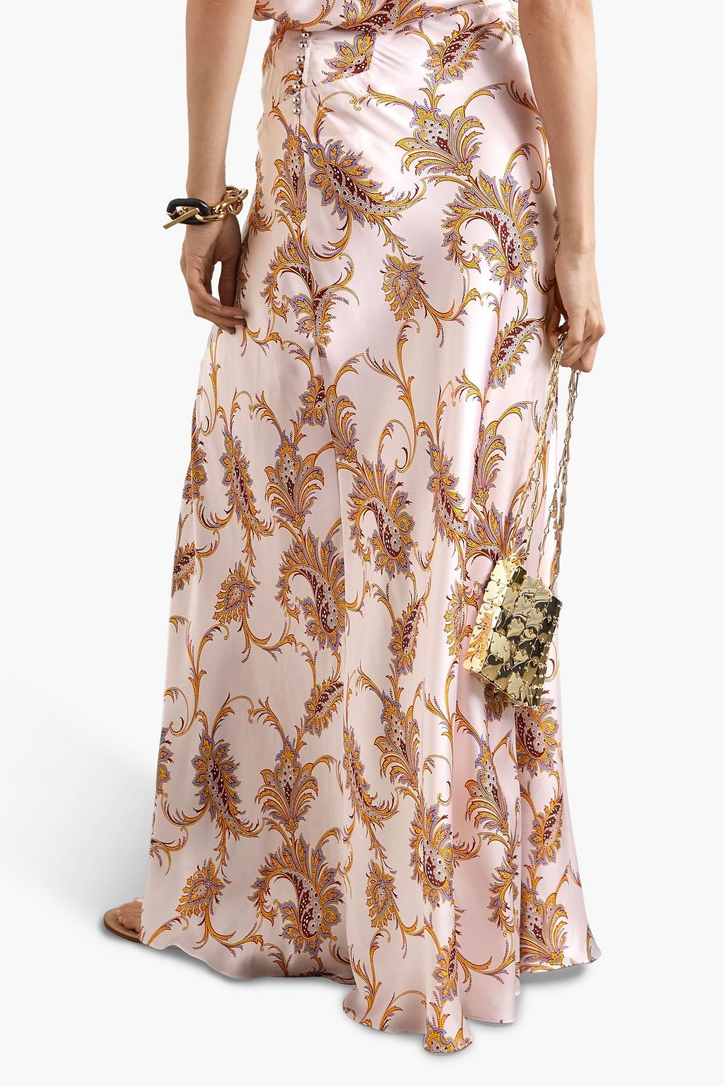 RABANNE Paisley-print satin maxi skirt