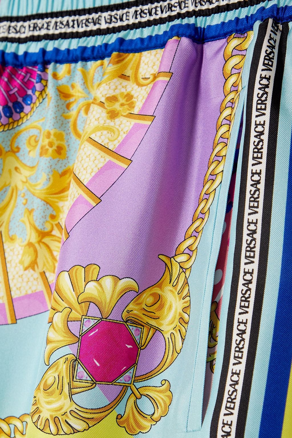 VERSACE Printed silk wide-leg pants