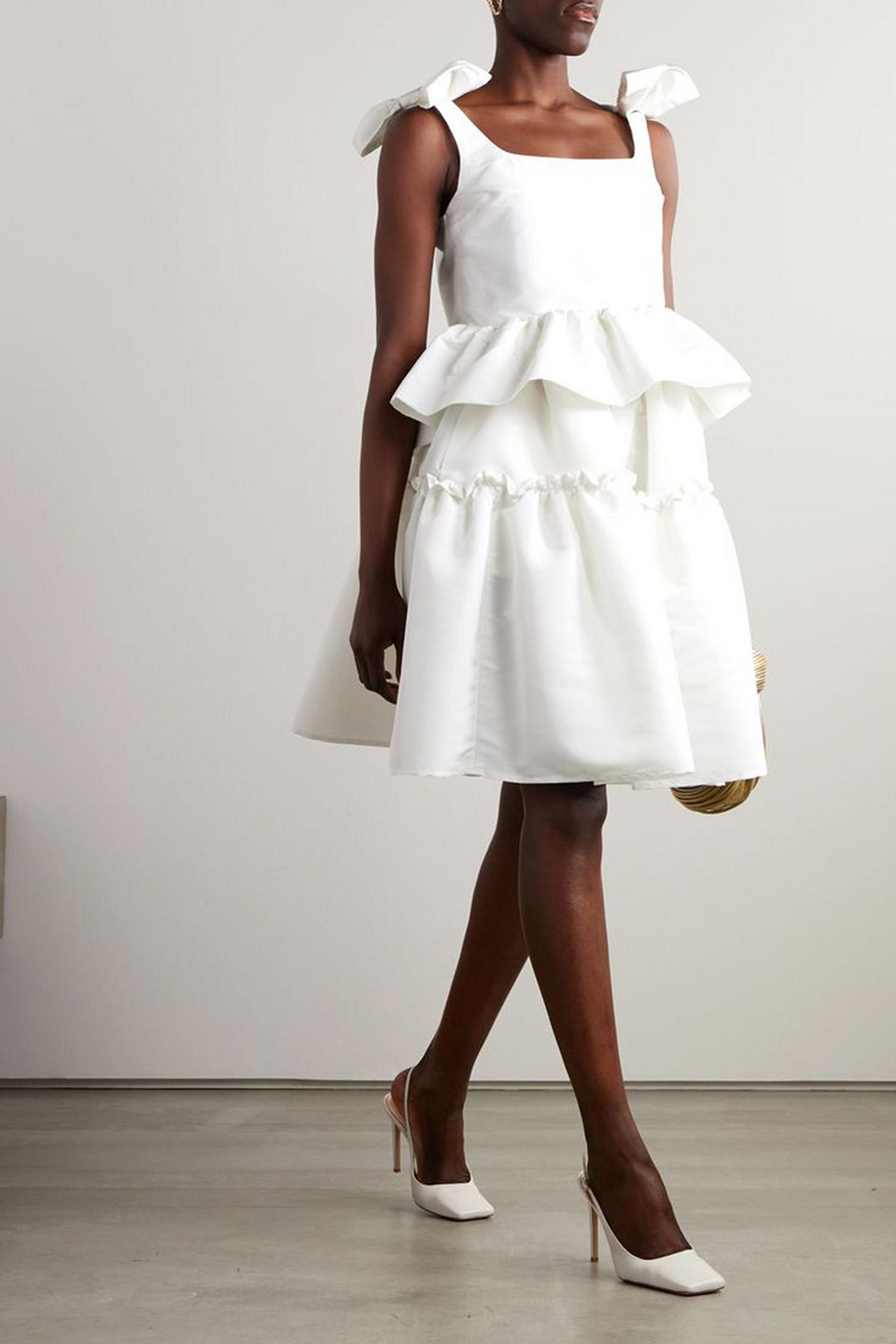 Nina Ricci Ruffled Taffeta Skirt In White