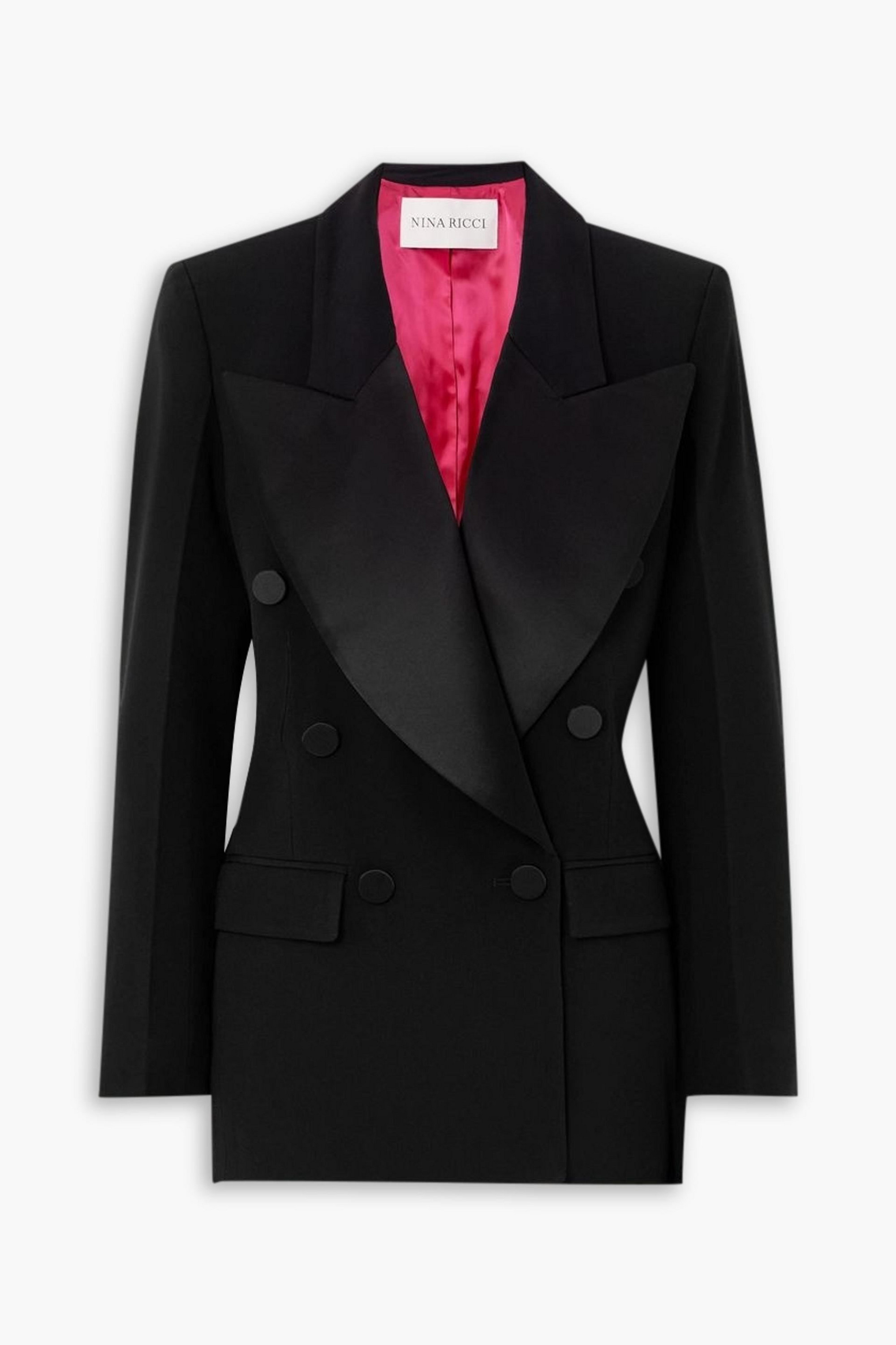 Nina Ricci Double-breasted satin-trimmed cady blazer thumbnail