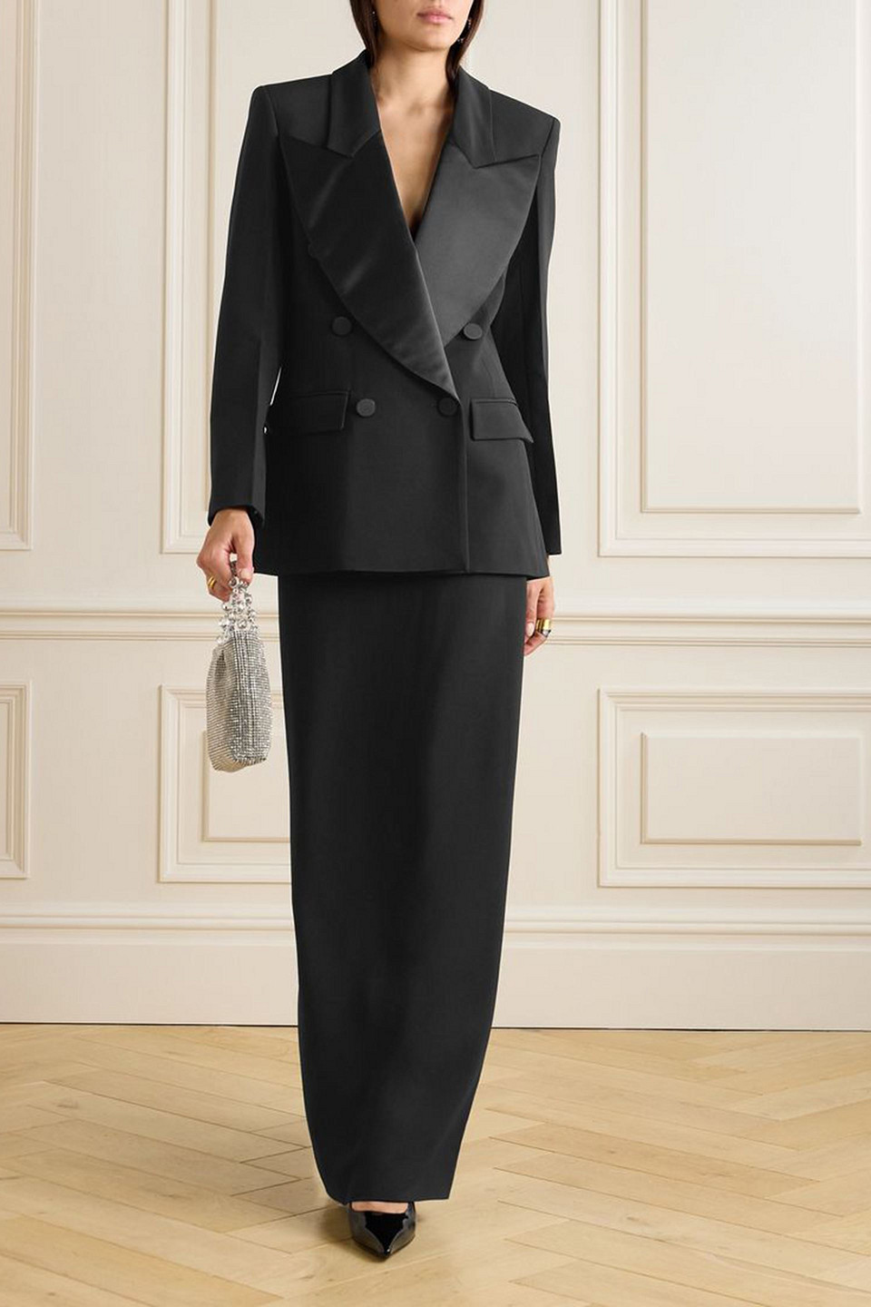 Nina Ricci Shawl-lapel Double-breasted Blazer In Black