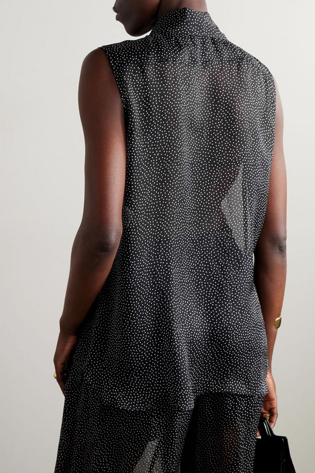 NINA RICCI Pussy-bow polka-dot silk blouse