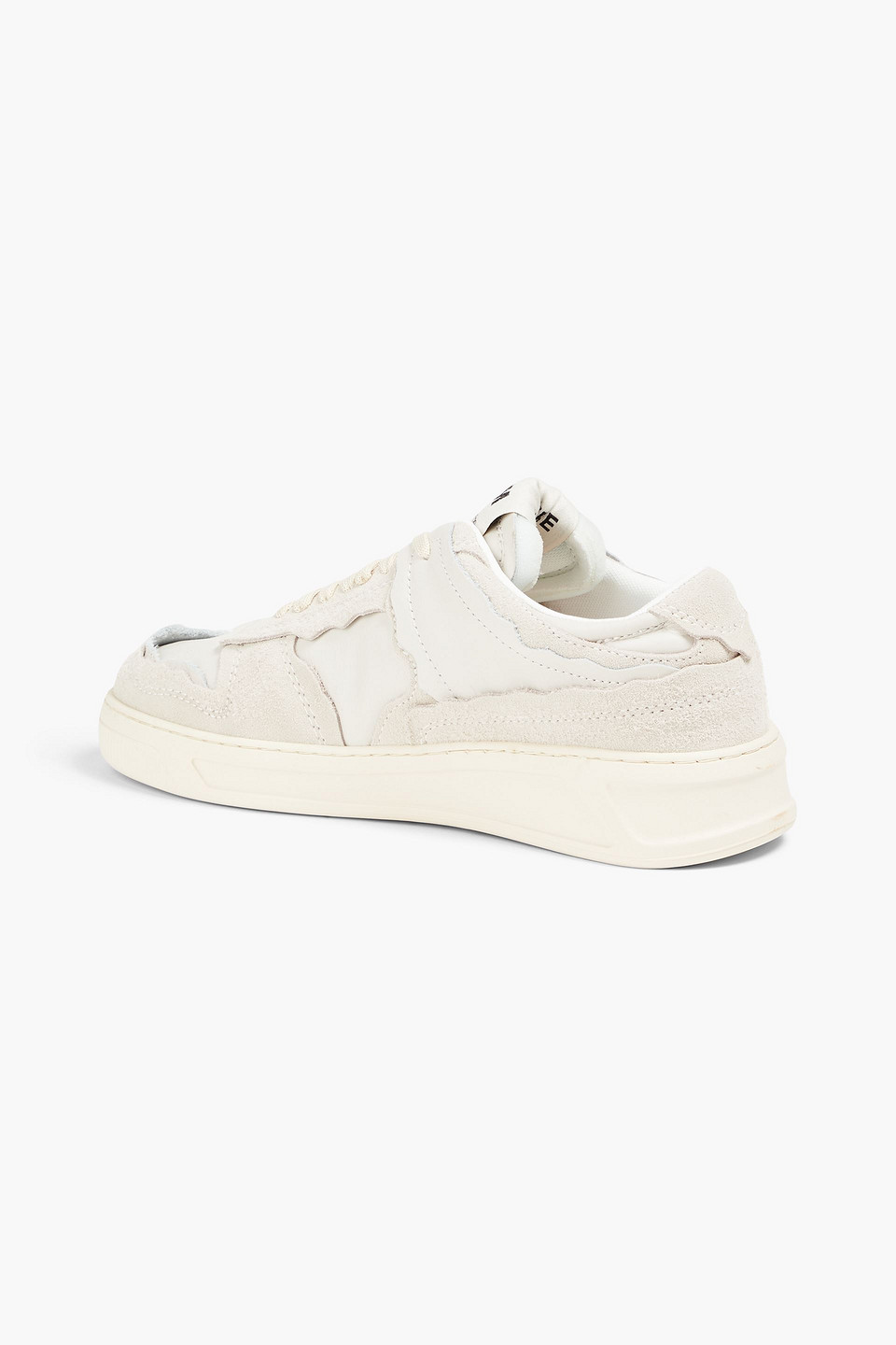 Msgm Suede-trimmed Leather Sneakers In Ecru
