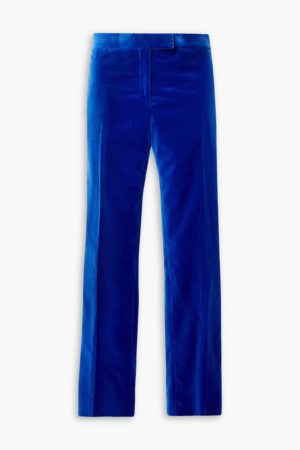 Tom Ford Satin-trimmed Cotton-velvet Straight-leg Pants In Blue