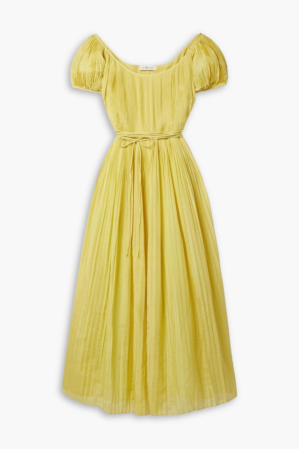 Pleated silk-blend midi dress