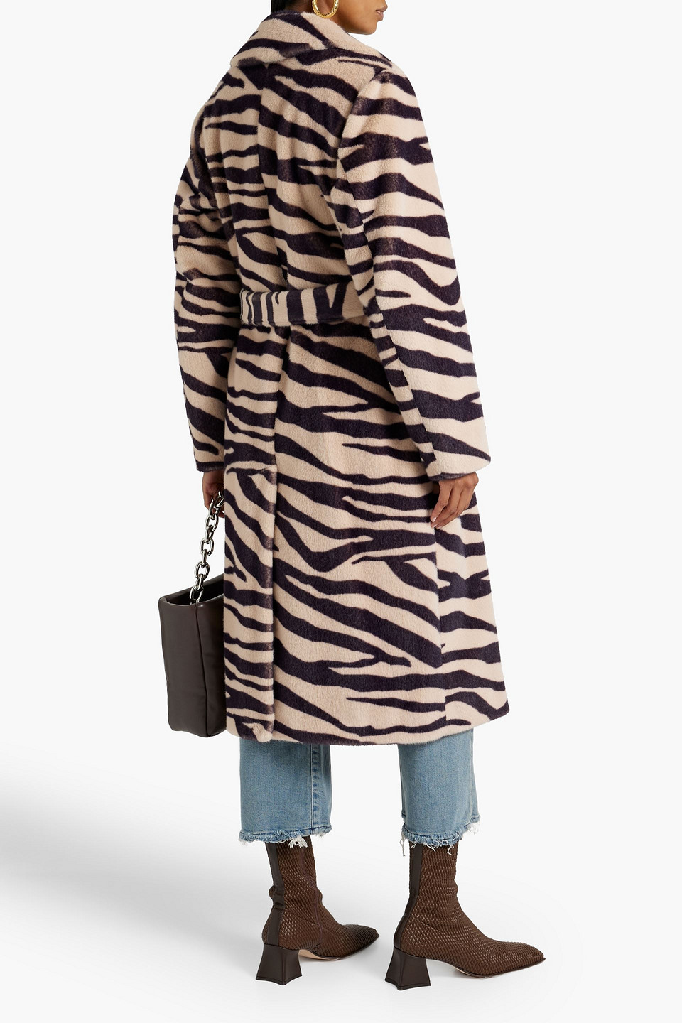  Stand Studio - Winnie Mantel Aus Kunstfell Mit Zebraprint Und Gürtel - Neutral - Fr 34 