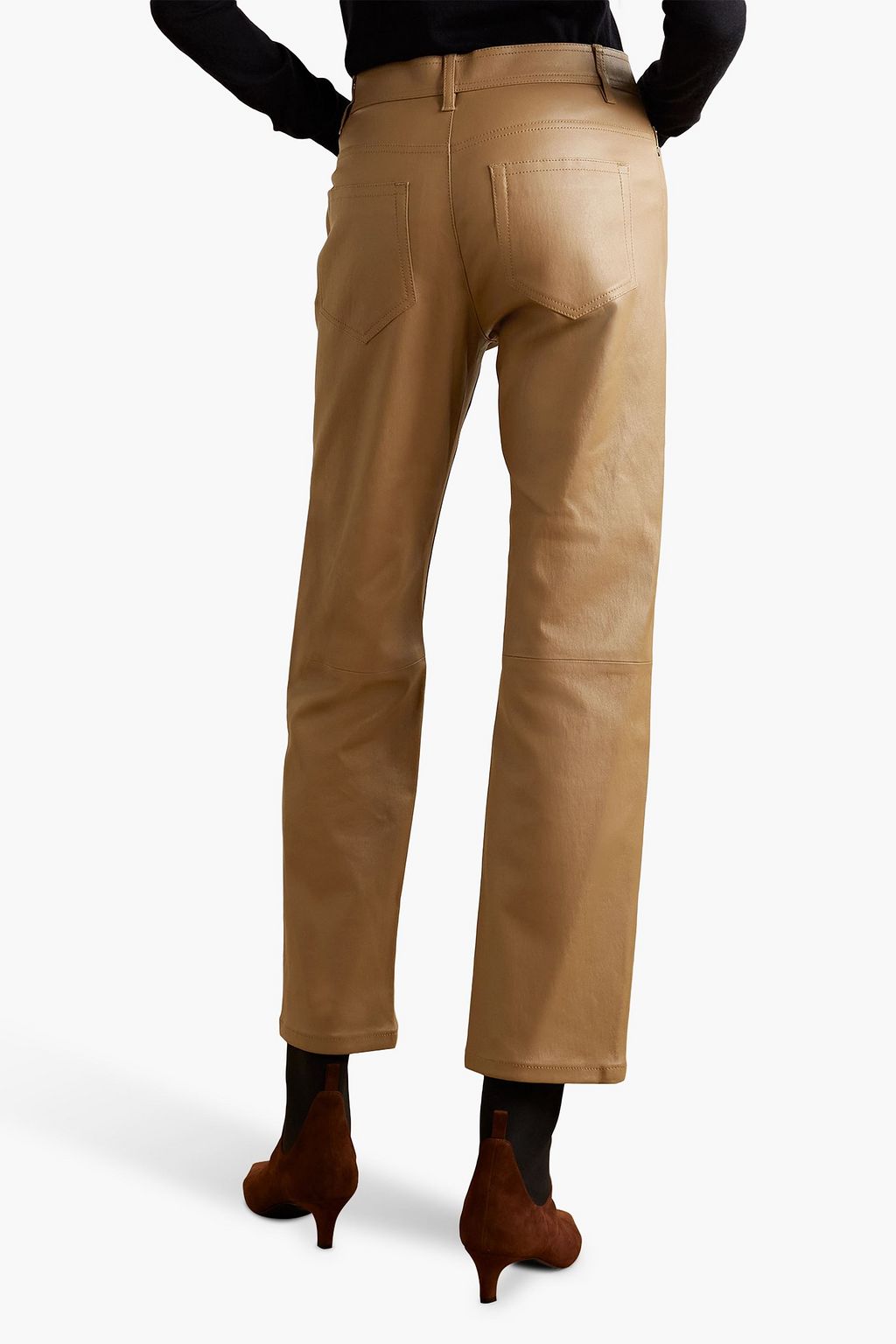Den cropped leather straight leg pants camel FR 32