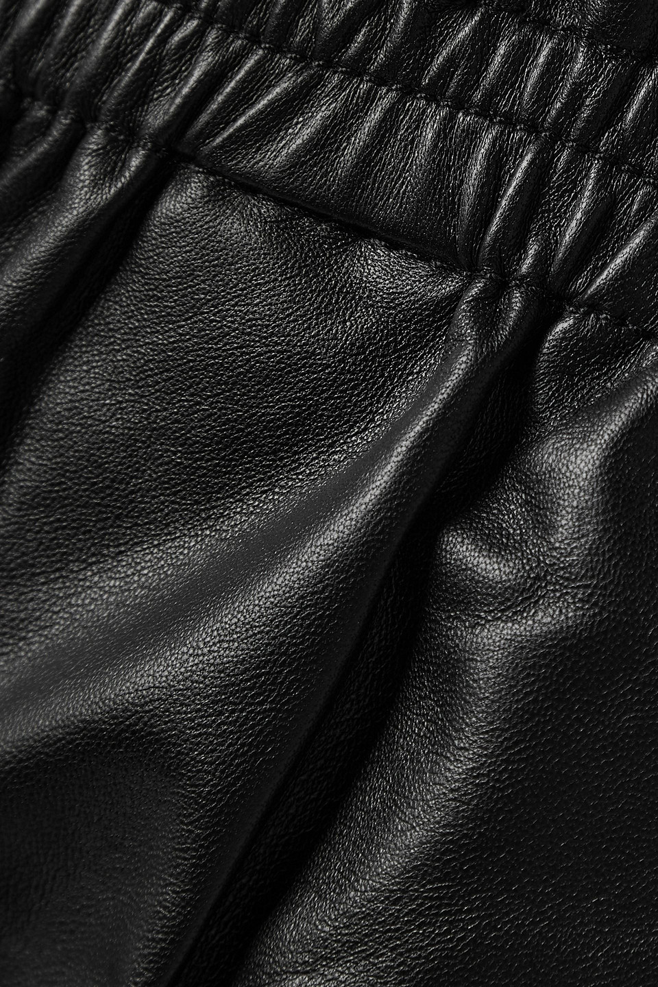 Joseph Viscount Gathered Leather Tapered Pants In Black